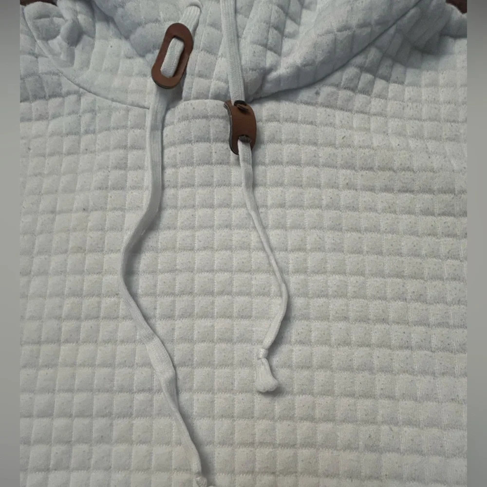 Vogue Men’s White pullover hoodie waffle style size Large Textured Hoodie - Picture 11 of 11